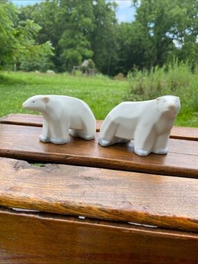 VTG Crowning Touch Japan (MCM) Cubist Porcelain Polar Bear Figurines # 7207 Pair